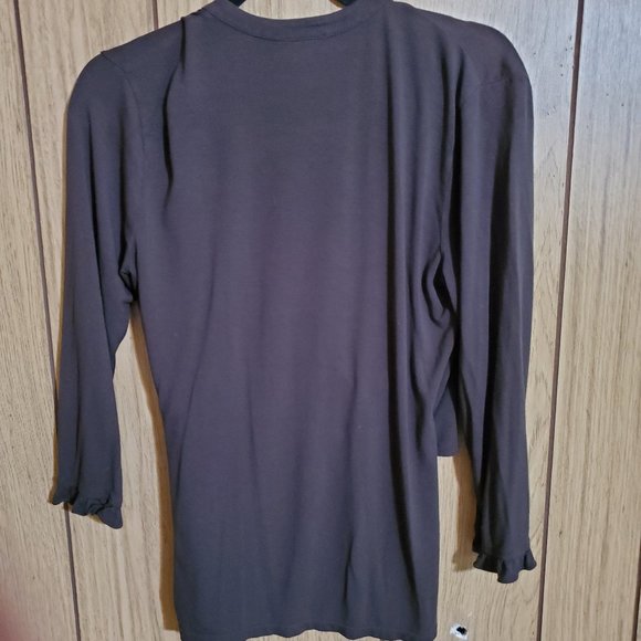 ANN TALOR WOMEN'S RAYON STRETCH TOP BROWN SIZE M - Picture 2 of 3